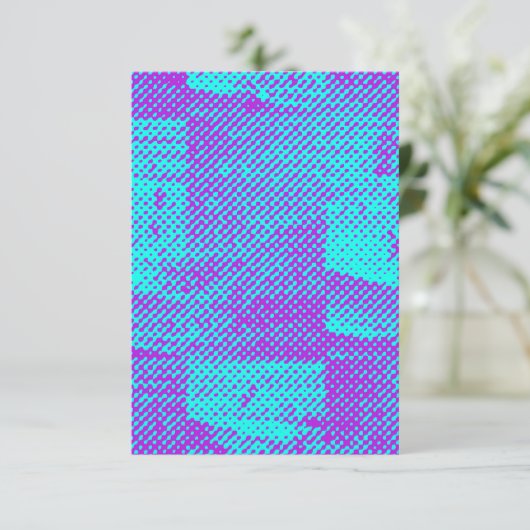 Titel:  Neon Halftone Grunge Blank Inv Kaart (Staand voorkant)