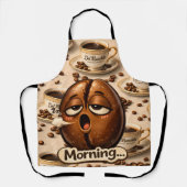 Titel ochtend slaperige koffieboon grappig herkenb schort (Voorkant)