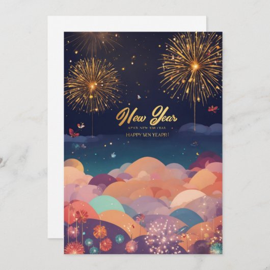 Titel: "Oud-en-Nieuw Extravaganza: Glanzende Ballo Feestdagenkaart (Voorkant / Achterkant)