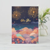 Titel: "Oud-en-Nieuw Extravaganza: Glanzende Ballo Feestdagenkaart (Staand voorkant)