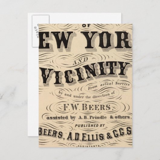 Titel Page Atlas of New York, omgeving Briefkaart (Voorkant / Achterkant)