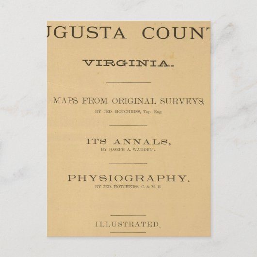 Titel Page Augusta County, Virginia Briefkaart (Voorkant)