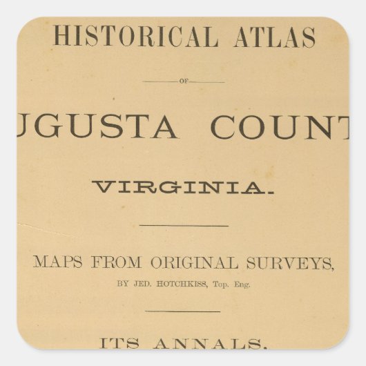 Titel Page Augusta County, Virginia Vierkante Sticker (Voorkant)