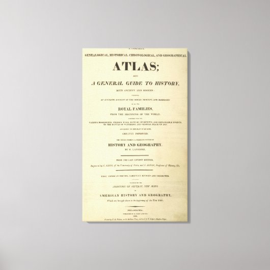 Titel Pagina Complete genealogisch, historisch Canvas Afdruk (Voorkant)