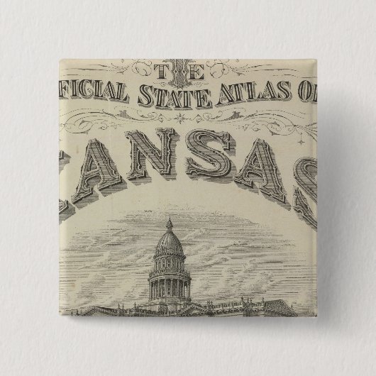Titel Pagina Kansas Officiële Atlas Vierkante Button 5,1 Cm (Voorkant)