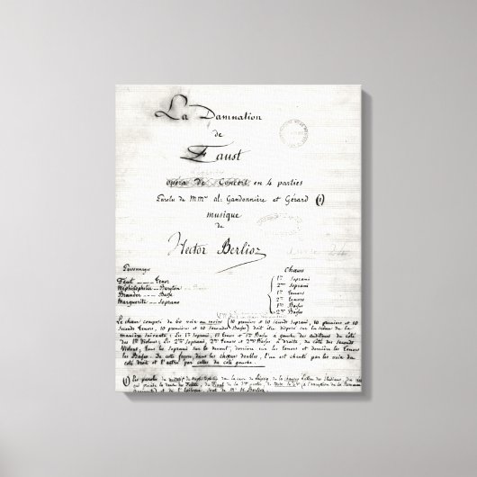 Titel pagina "La Damnation de Faust" Canvas Afdruk (Voorkant)