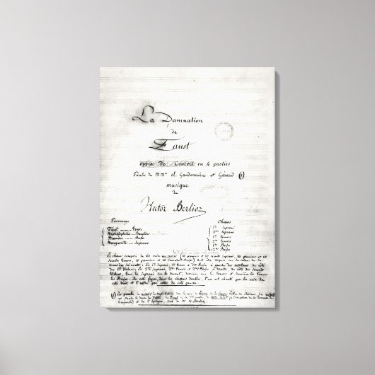 Titel pagina "La Damnation de Faust" Canvas Afdruk (Voorkant)