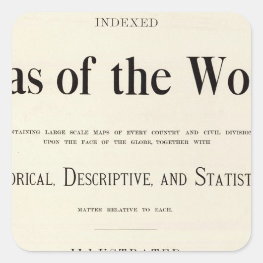 Titel Pagina met geïndexeerde atlas Vierkante Sticker (Voorkant)