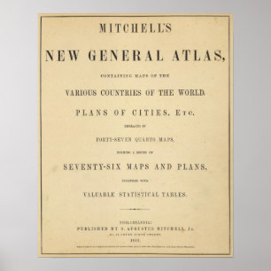 Titel Pagina Mitchell's nieuwe algemene atlas Poster