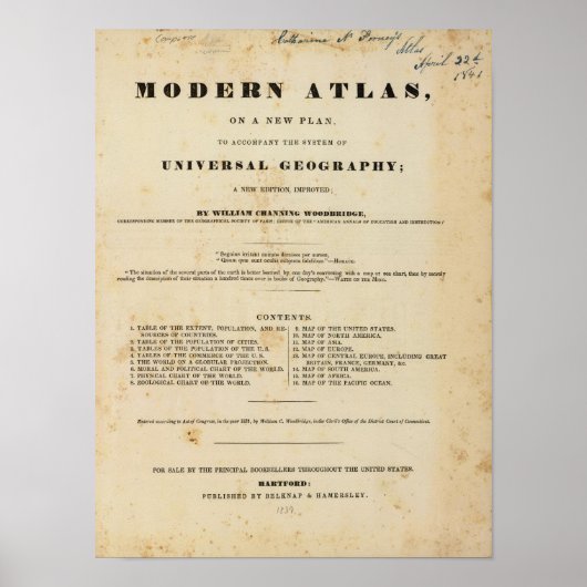 Titel Pagina Modern atlas Poster (Voorkant)