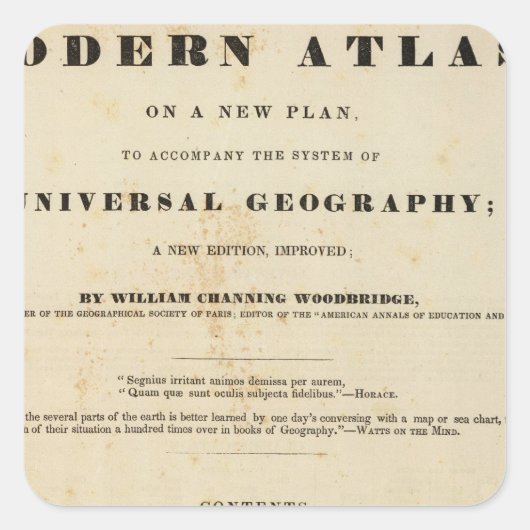 Titel Pagina Modern atlas Vierkante Sticker (Voorkant)
