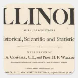 Titel Pagina Nieuwe atlas Illinois Vierkante Sticker
