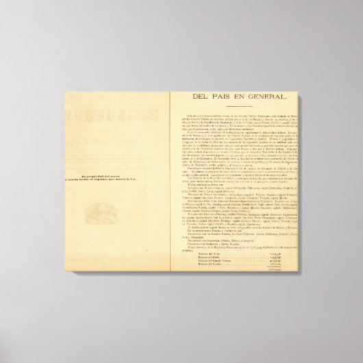 Titel Pagina van 1874 Mexico Atlas Canvas Afdruk (Voorkant)