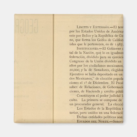 Titel Pagina van 1874 Mexico Atlas Magneet (Voorkant)