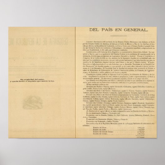 Titel Pagina van 1874 Mexico Atlas Poster (Voorkant)