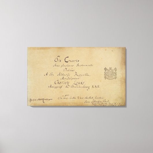 Titel pagina van de "concerto Brandenburg" Canvas Afdruk (Voorkant)