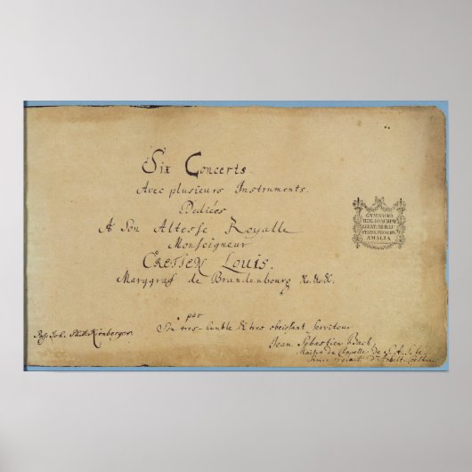 Titel pagina van de "concerto Brandenburg" Poster (Voorkant)
