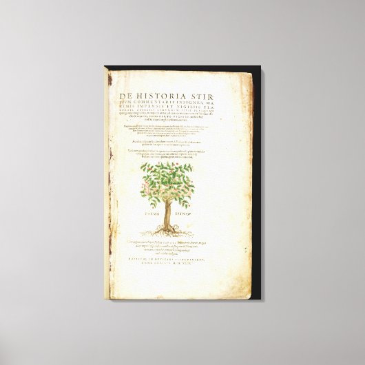 Titel pagina van 'De Historia Stirpium Commentarii Canvas Afdruk (Voorkant)