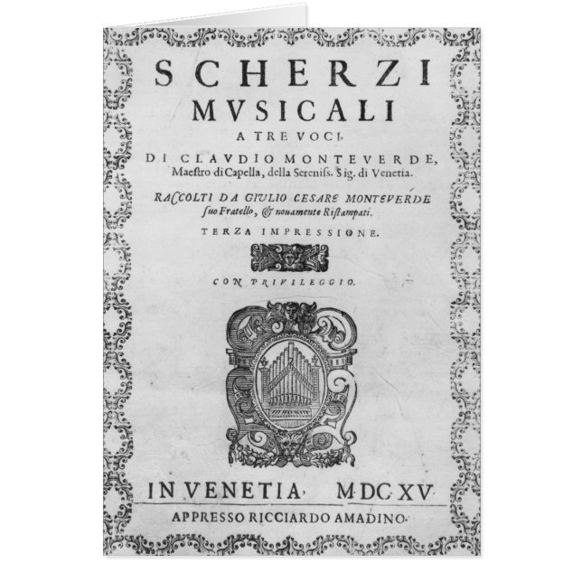 Titel pagina van de "Scherzi Musicali" (Voorkant)