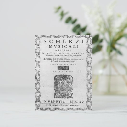 Titel pagina van de "Scherzi Musicali" Briefkaart (Staand voorkant)