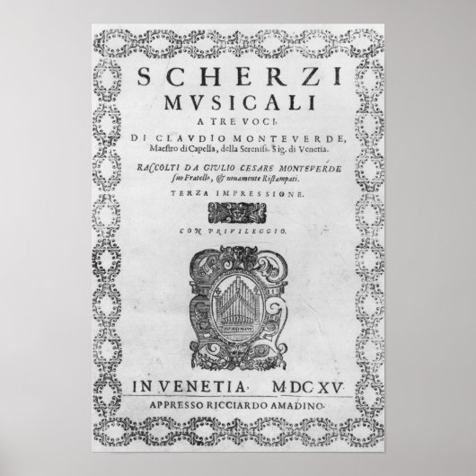 Titel pagina van de "Scherzi Musicali" Poster (Voorkant)