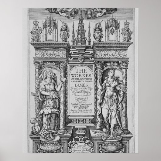 Titel Pagina van "De werken van James I", gegravee Poster (Voorkant)