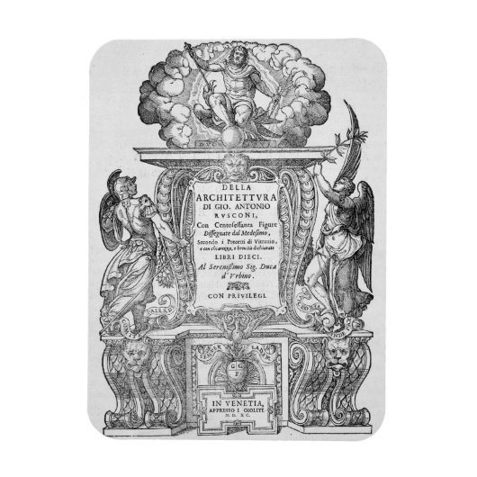 Titel Pagina van "Della Architettura", gepubliceer Magneet (Verticaal)