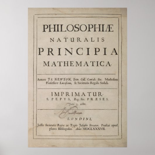 TITEL PAGINA VAN PRINCIPE MATHEMATICA 1687 POSTER (Voorkant)
