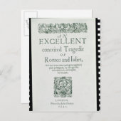 Titel Pagina van 'Romeo en Julia' Briefkaart (Voorkant / Achterkant)