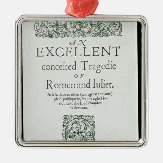 Titel Pagina van 'Romeo en Julia' Metalen Ornament (Voorkant)