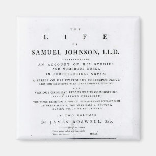 Titel pagina, van 'The Life of Samuel Johnson' Magneet