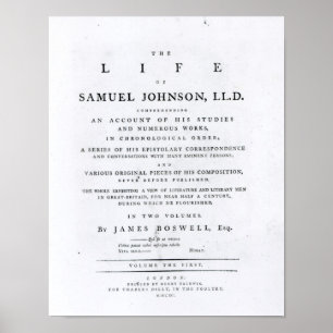 Titel pagina, van 'The Life of Samuel Johnson' Poster