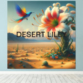 Titel: 🎨 Prachtige woestijn Lilly met een vogel Canvas Afdruk (Insitu (Houten vloer))