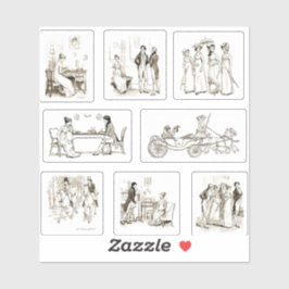 Titel: 'Pride and Prejudice' Beige Boek Illustrati Sticker