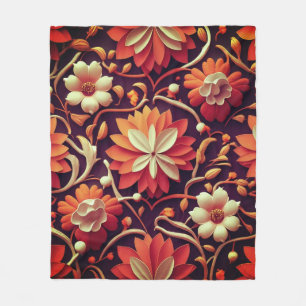 Titel: "Retro Bloom - Naadloos bloempatroon Fleece Deken