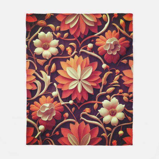 Titel: "Retro Bloom - Naadloos bloempatroon Fleece Deken (Voorkant)