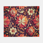 Titel: "Retro Bloom - Naadloos bloempatroon Fleece Deken (Voorkant (Horizontaal))