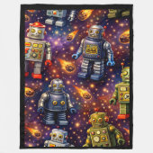 Titel retro ruimterobots en vlammende reacties pre fleece deken (Voorkant)