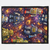 Titel retro ruimterobots en vlammende reacties pre fleece deken (Voorkant (Horizontaal))