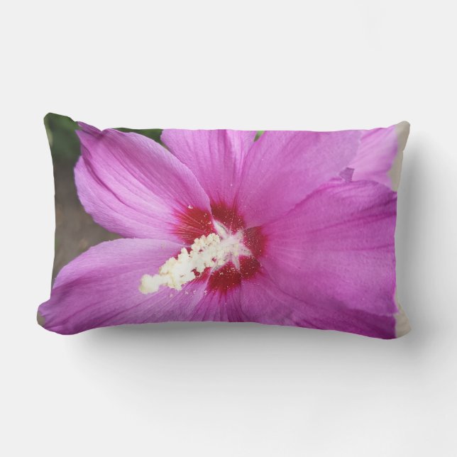 Titel Roze Hibiscus Bloem Bloemenkussen Kussen (Voorkant)