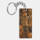 Titel Rustieke Halloween Vogelverschrikker Acryl Sleutelhanger (Voorkant Links)