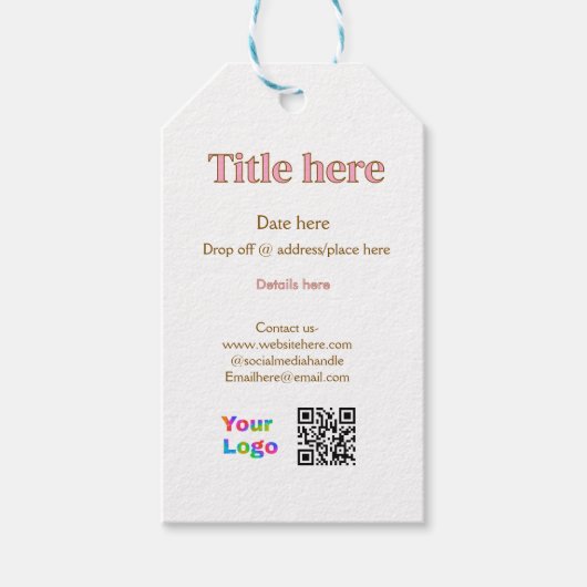 titel scan QR contact logo hier plaats datum bedri Cadeaulabel (Voorkant)