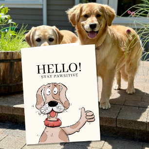 Titel Schattige Cartoon Hond Duim Omhoog Typografi Kaart