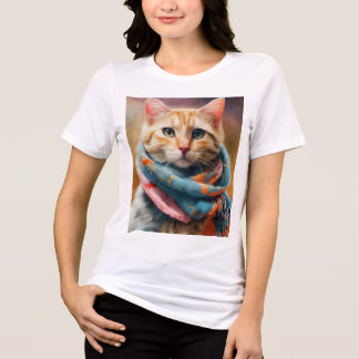 Titel: Stijlvolle kat in een gezellige sjaal Tri-Blend Shirt