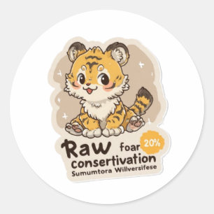 Titel:  Sumatraanse Tijger Rawr Natuurbehoud Stick Ronde Sticker