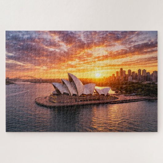 Titel Sydney Opera House Zonsondergang Luchtfotogr Legpuzzel (Horizontaal)