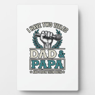 Titel T-Shirt Vader en Papa Rock Vintage Microfoon Fotoplaat