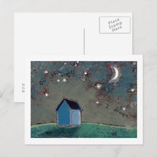 Titel: Tiny Art #593 - Stars Moederhuis droom Briefkaart (Voorkant / Achterkant)