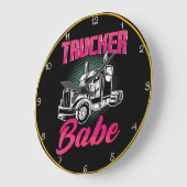 Titel: Trucker Babe Pink Gold Strength Grote Klok (Hoek)