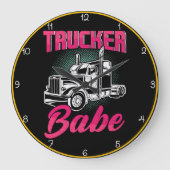 Titel: Trucker Babe Pink Gold Strength Grote Klok (Voorkant)